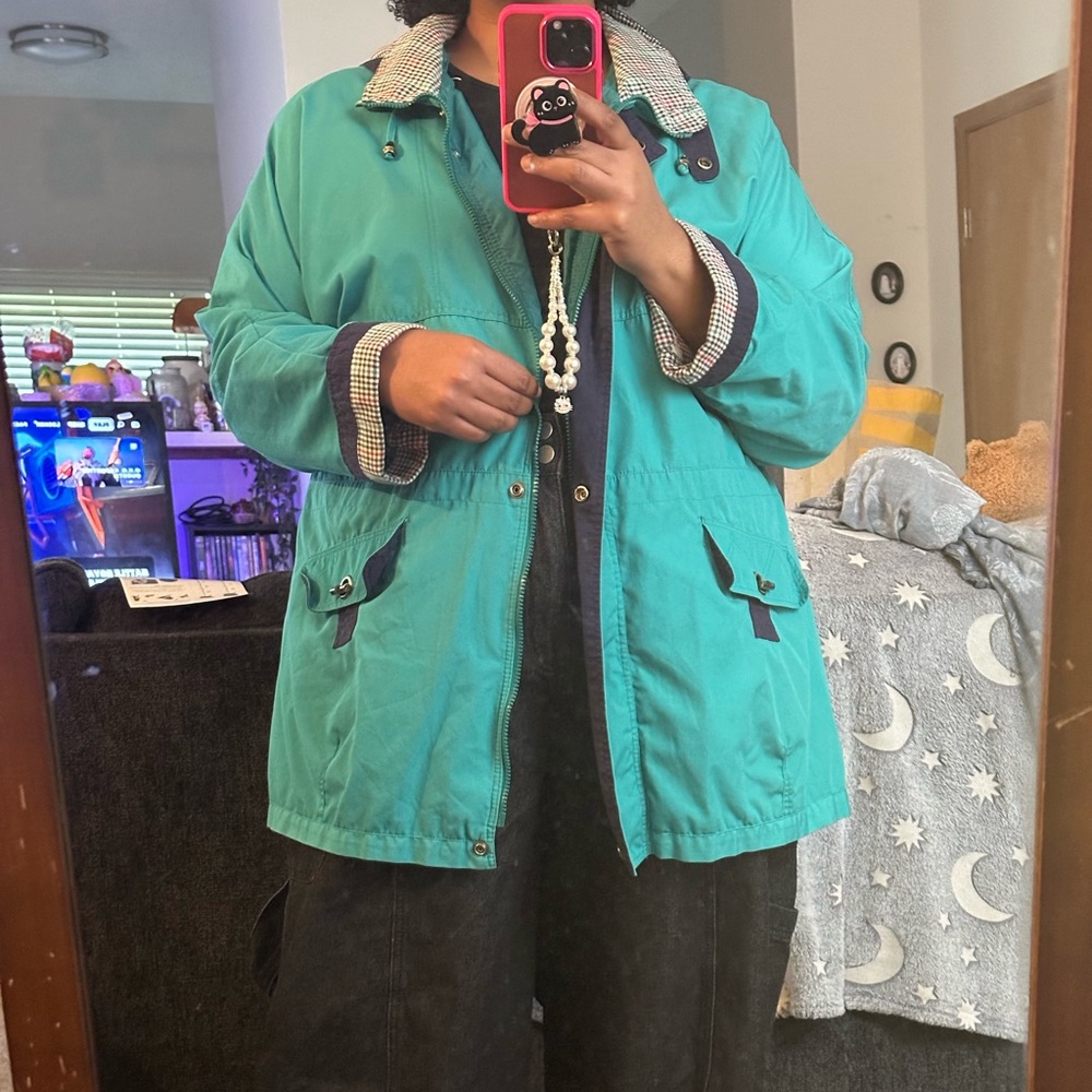 Teal windbreaker